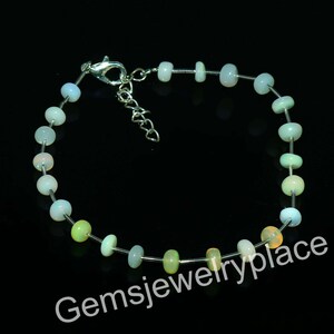 Genuine Ethiopian Opal Beads Bracelet, Silver Opal Bracelet, Gift For her, Gemstone Jewelry, Real Opal Beaded Bracelet, 925 Silver Bracelet