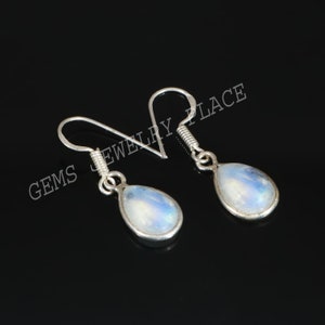 Natural Rainbow Moonstone Earring, Sterling Silver Dangle Earring, Moonstone Jewelry, Gift for Her, Women Earring, Gemstone Jewelry