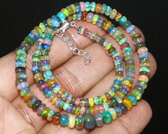 Natural Black Opal Crystal Necklace | Luxury Opal Jewelry Gift