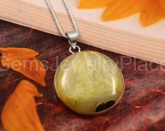 Collar con colgante de ópalo amarillo en plata de ley – Joyería de piedras preciosas naturales