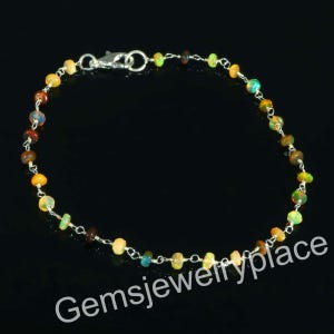 Top Quality AAA Opal Beaded Bracelet, October Birthstone Beads Bracelet, Gemstone Jewelry, Birthday Gift, Handmade Jewelry