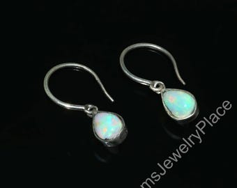 Orecchini pendenti in argento sterling con opale etiope, pietra portafortuna di ottobre