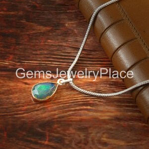 Oval Fire Opal Necklace, October Birthstone Pendant, Sterling Silver Pendant, White Opal Cabochon, Opal Jewelry, Anniversary Gift