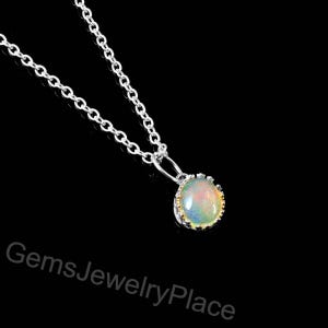 Genuine Ethiopian Opal Gemstone Pendant, 925 Silver Opal jewelry, October Birthstone pendant, Handmade Jewelry, Gift For Her
