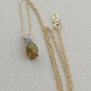 Natural Black Opal Pendant- Ethiopian Opal pendant With Linked Chain, Sterling Silver gold plated- October Birthstone- Black Opal Jewelry