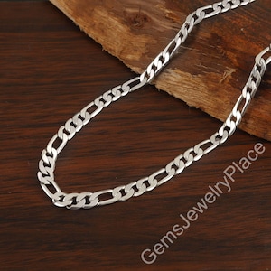 Collier chaîne Figaro en argent sterling pour homme, maille gourmette unisexe