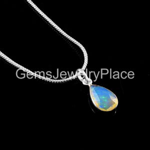 Pendentif opale éthiopienne naturelle, bijoux en argent 925, cadeau d&#39;anniversaire d&#39;octobre, pendentif de mariage, cadeau pour elle, cadeau avec pendentif opale de feu en argent
