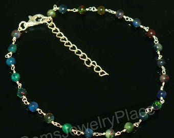 Ethiopian Opal Beaded Bracelet – Handmade Sterling Silver Jewelry