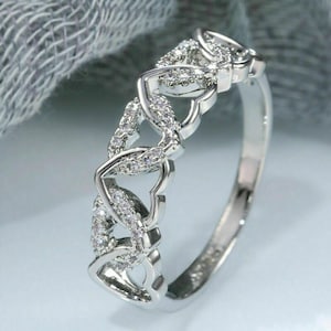 Beautiful Heart Ring-Couple Ring-Cubic Zirconia Heart Ring-925 Sterling Silver Ring-CZ Unique Ring-Handmade Ring-Anniversary/Proposal Ring