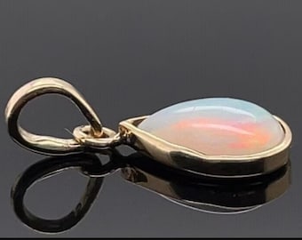 Teardrop Opal Pendant: Gold Plated Sterling Silver, October Birthstone