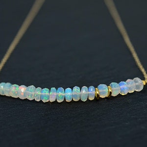 Genuine Ethiopian Opal beads necklace | Opal Gold Necklace | October birthstone beads | Delicate beaded Jewelry | Opal Wedding Jewelry