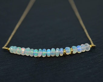 Ethiopian Opal Bead Necklace | Gold Plated Sterling Silver