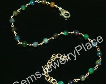 Ethiopian Opal Beaded Bracelet, 925 Sterling Silver, Gemstone Jewelry
