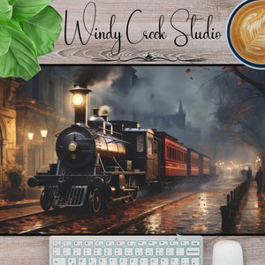 Steam Train Desk Mat - Vintage Inspired Office Accessory - Perfect Gift for Train Enthusiasts | Desk Mat | Large Mouse Pad
