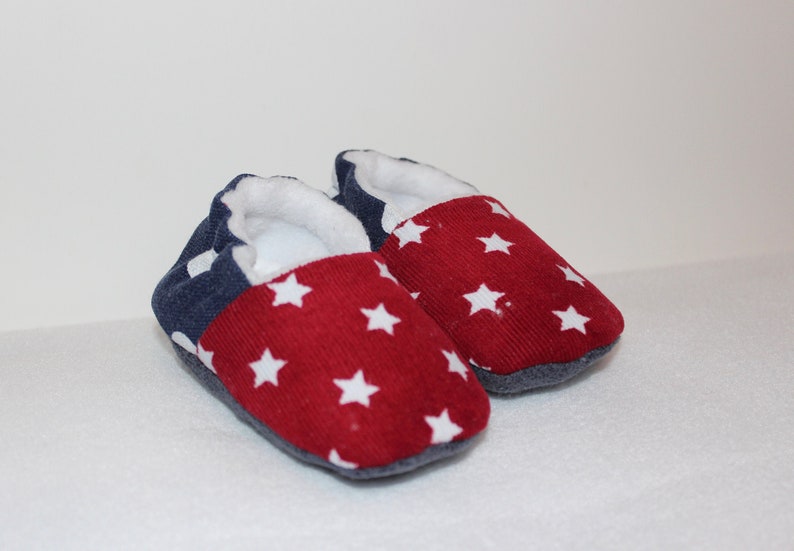 red and blue starry and spotty slippers Children/'s fleece lined