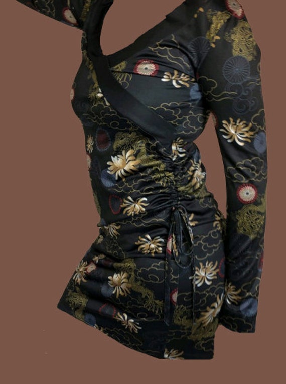 Black and Yellow Chinese Dress S