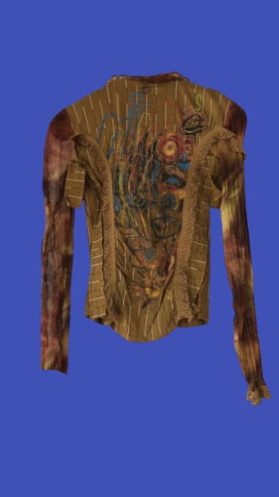 Brown Abstract Print Blouse M