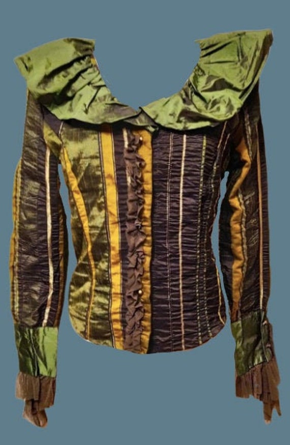 Green Satin Shirt L
