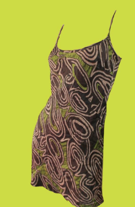 Psychedelic Green Print Tank Dress XL