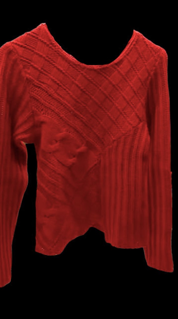 Red Knit Patchwork Top S