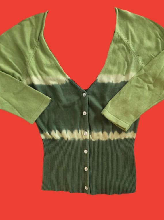 Green Tie and Dye Cardigan M