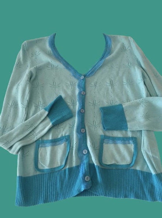 Bicolor Blue Cardigans With Laced M