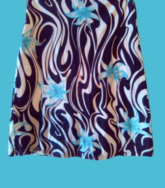Black White and Blue Tropical Flowers and Psychede