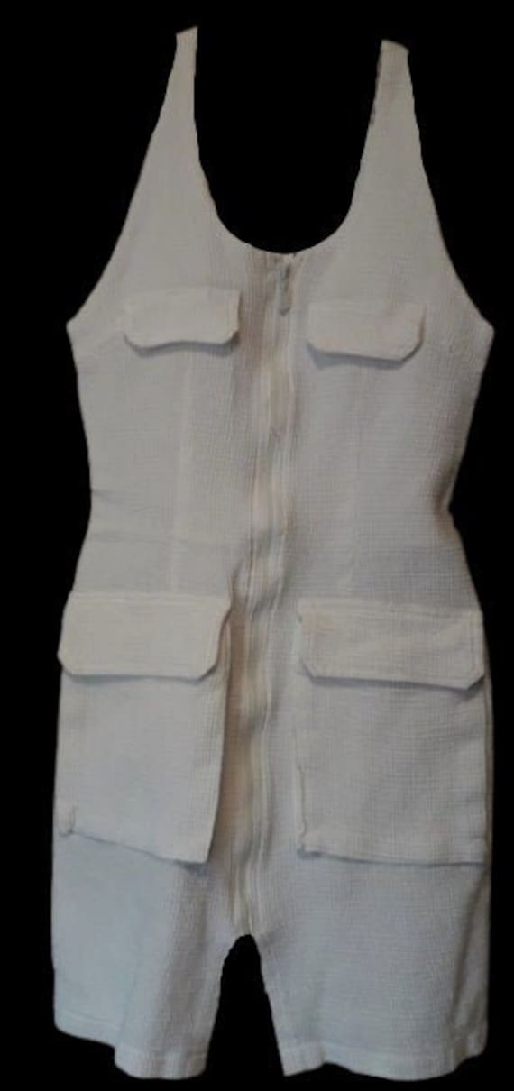 White Pocket Tank Zip Dress S