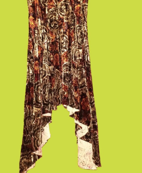Long Asymetric Brown Velvet Skirt M
