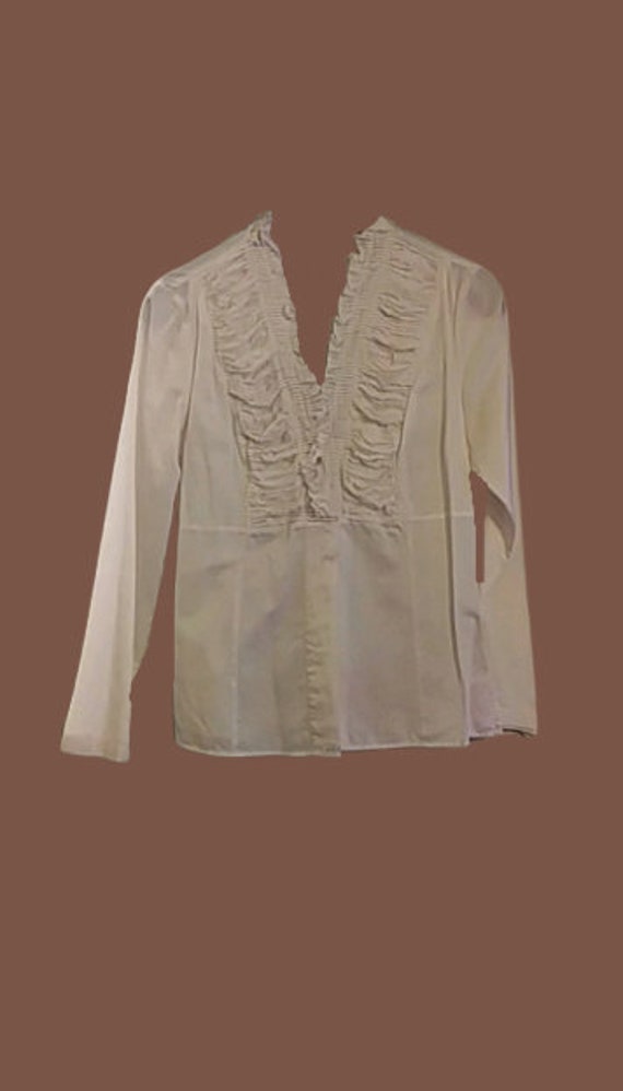 White Victorian Style Frills Blouse M