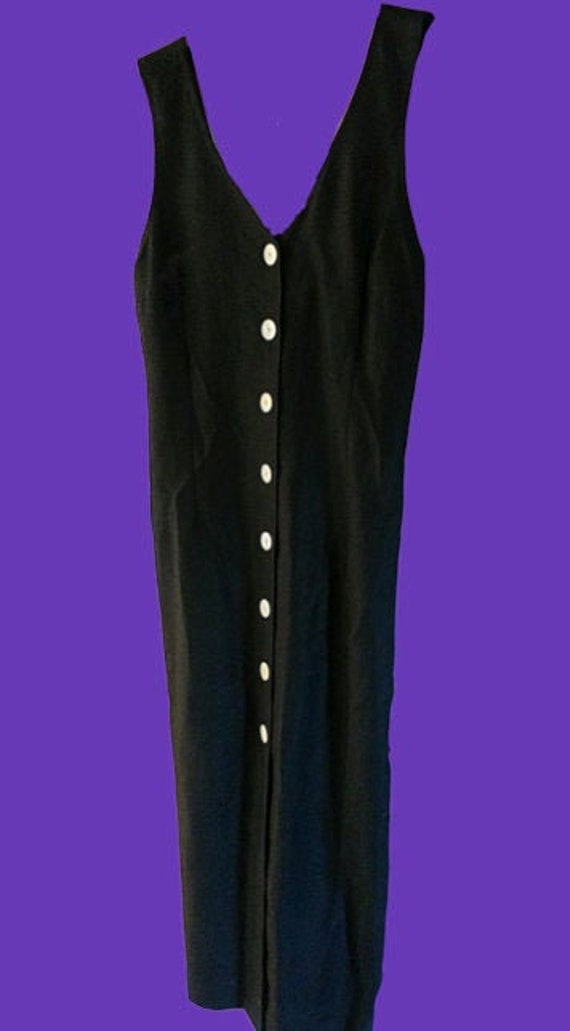 Long Black Linen Tank Dress L