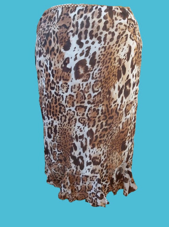 Brown Leopard Print Fluit Skirt M