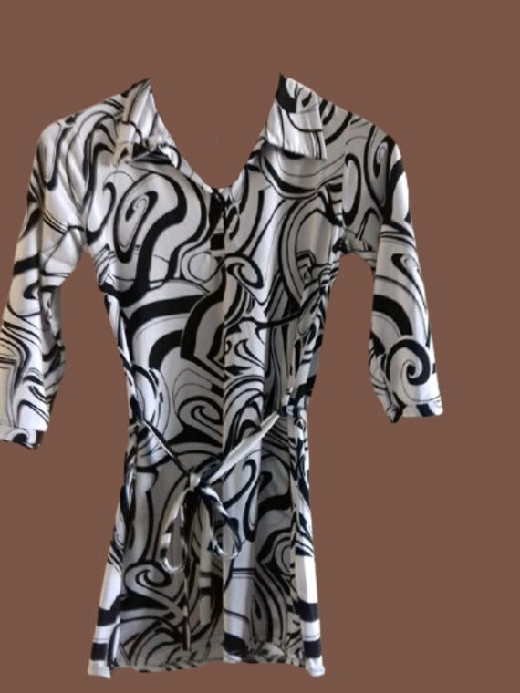 Black and White Psychedelic Print Blouse S