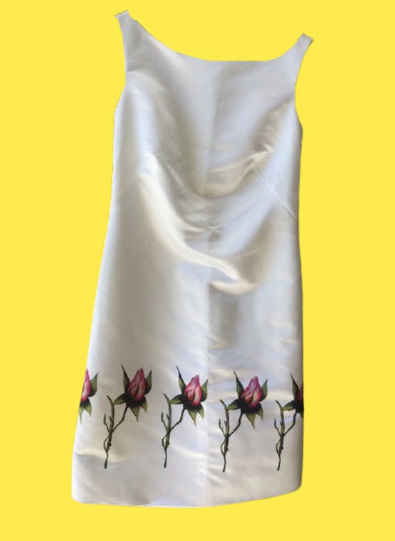 Pink Roses Print White Tank Dress XS