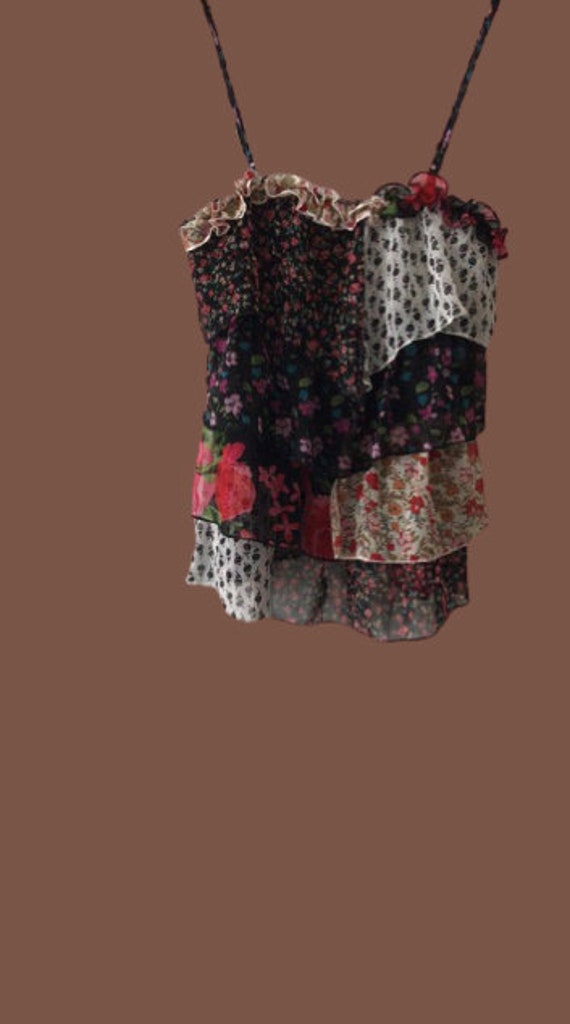 Multicolor Flowers Patchwork Print Flowers Tank To