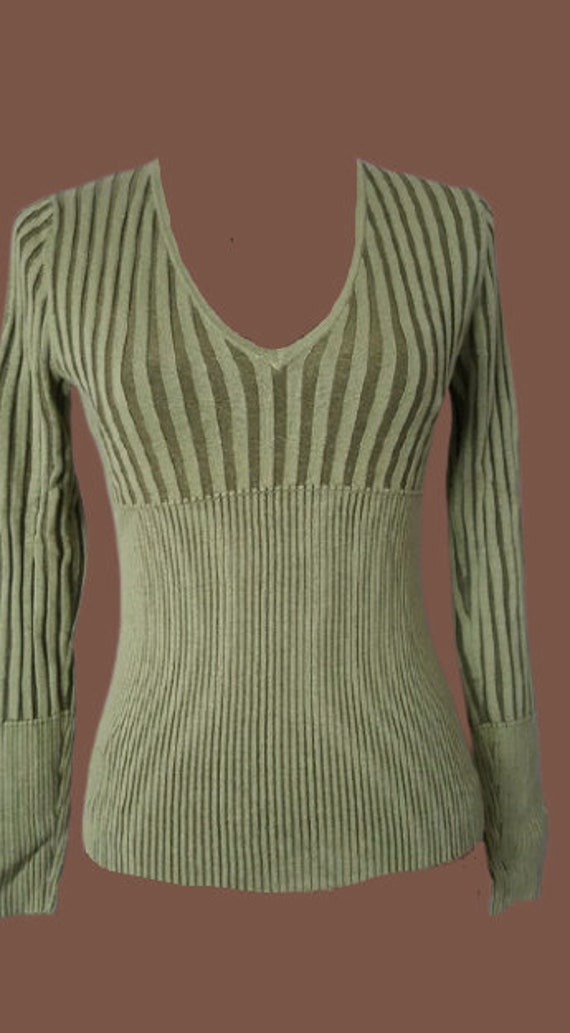 Green Knit Pullover S