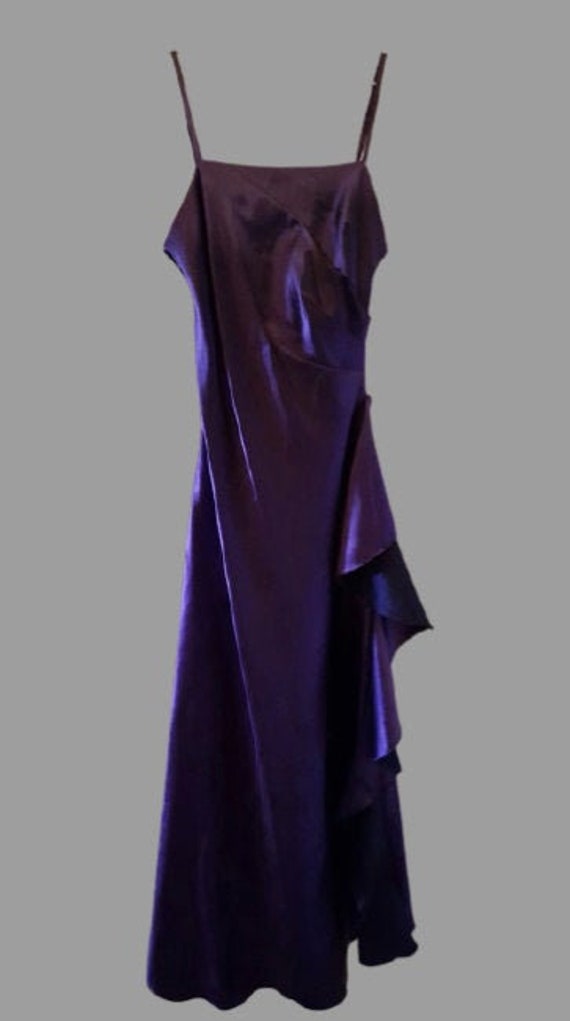 Purple Satin Long Tank Dress S