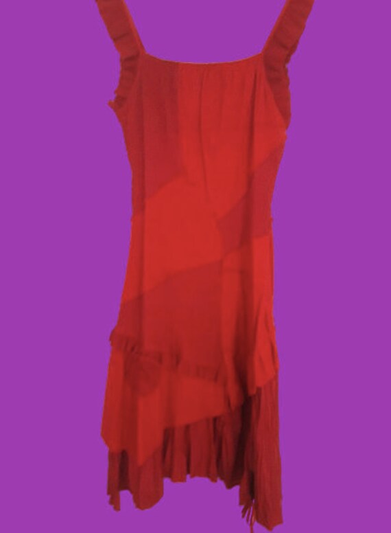 Red Patchwork Tank Dress M