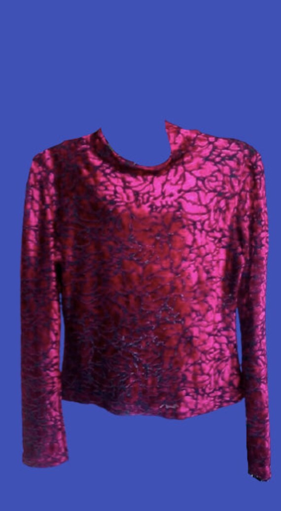 Pink Velvet Flowers Top S