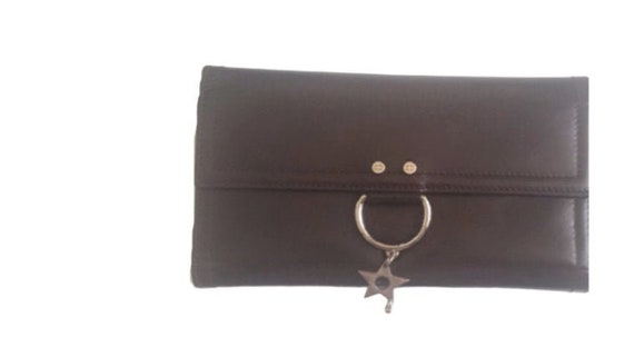 DIOR Brown Leather Hardcore Punk Piercing Silver S