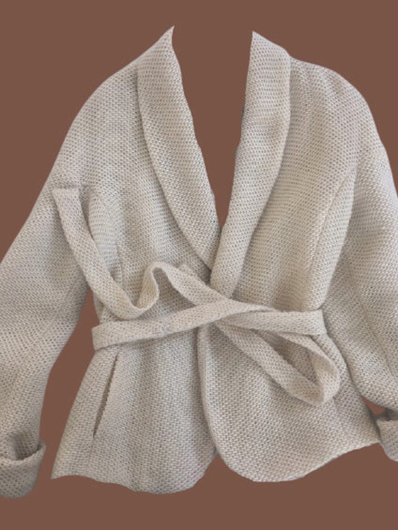Beige Knit Jacket M