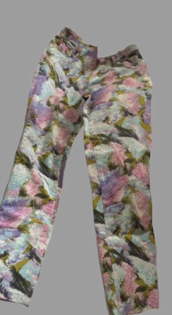 Multicolor Painting Flowers Pants L