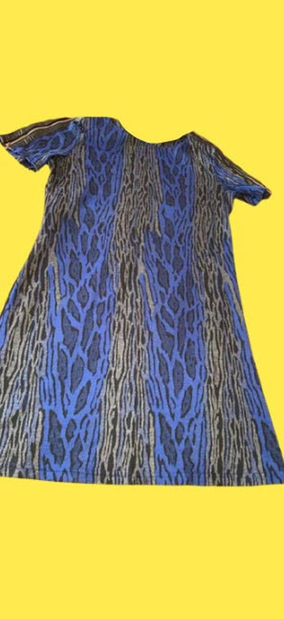 Grey and Blue Leopard Print Dress M