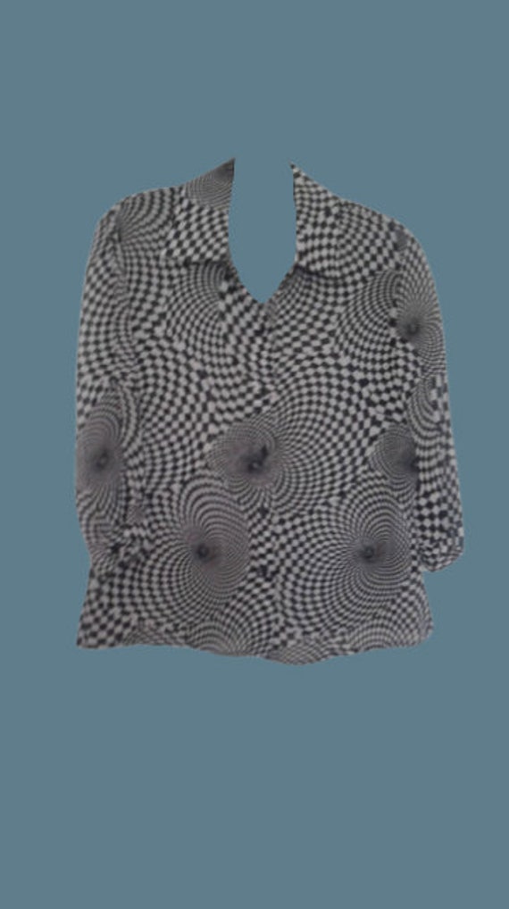 Black and White Psychedelic Squared Circles Blouse