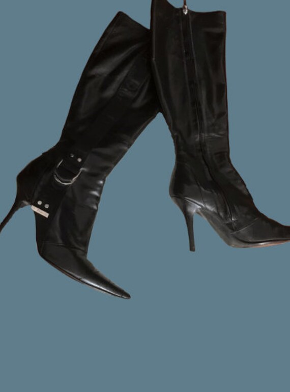 DIOR Hardcore Black Leather and Silver Buckle Poin