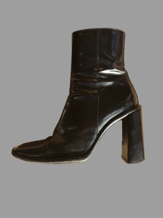 Black Leather Square Toe Ankle Boots 36,5 + 37,5
