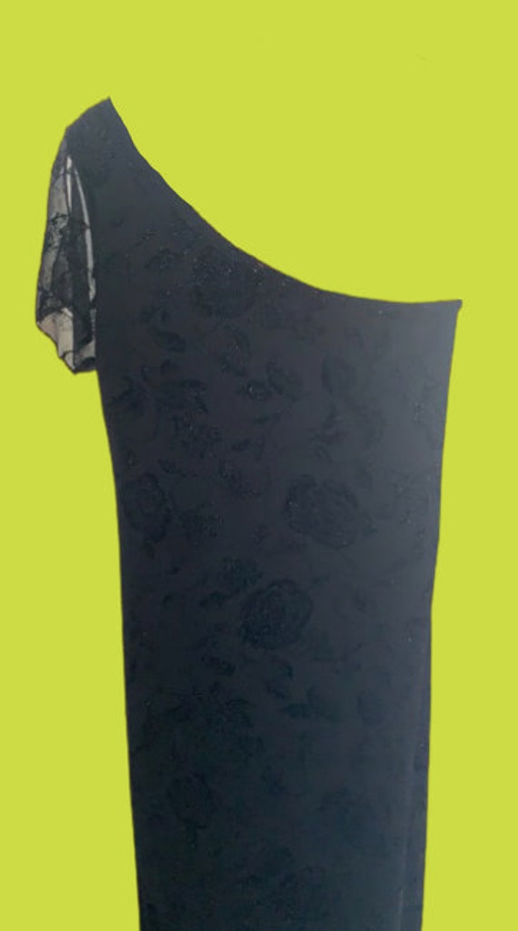 Black Brillant Roses Flowers Dress S