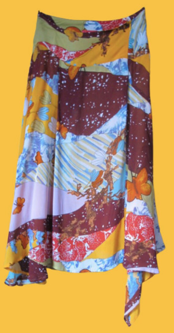 Multicolor Nature and Butterfly Patchwork Print Sk