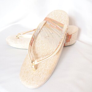 Vintage Japanese zori shoes - pearl, gold, and rainbow