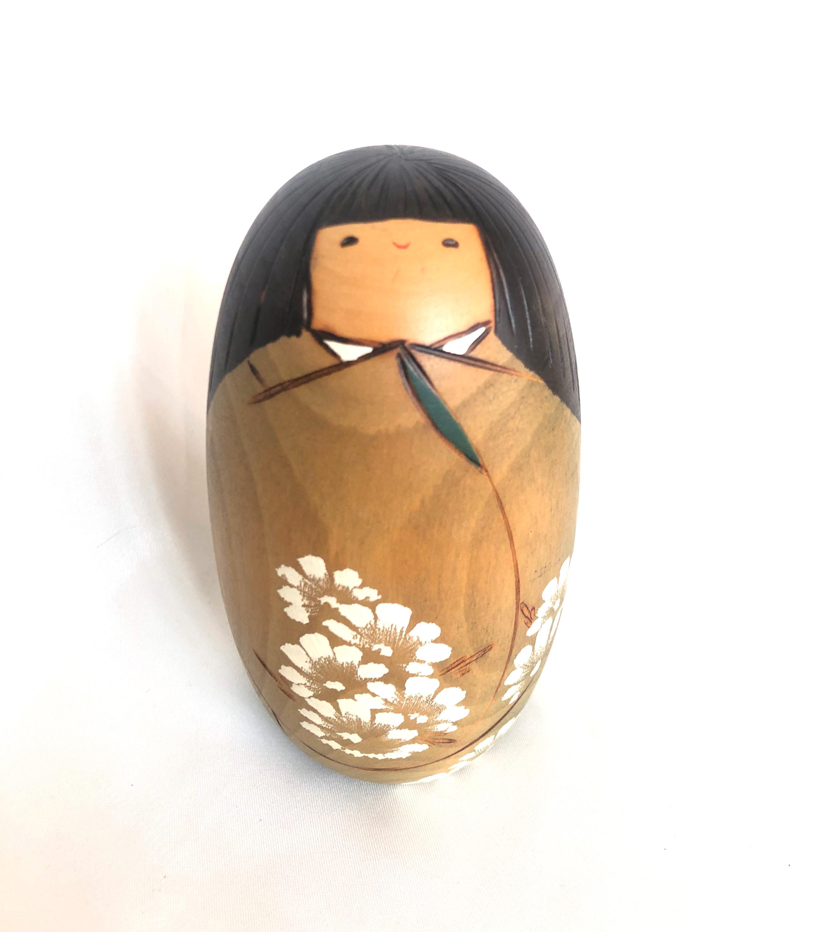 卯三郎作の繊細な花模様がかわいい木製こけし - Etsy 日本